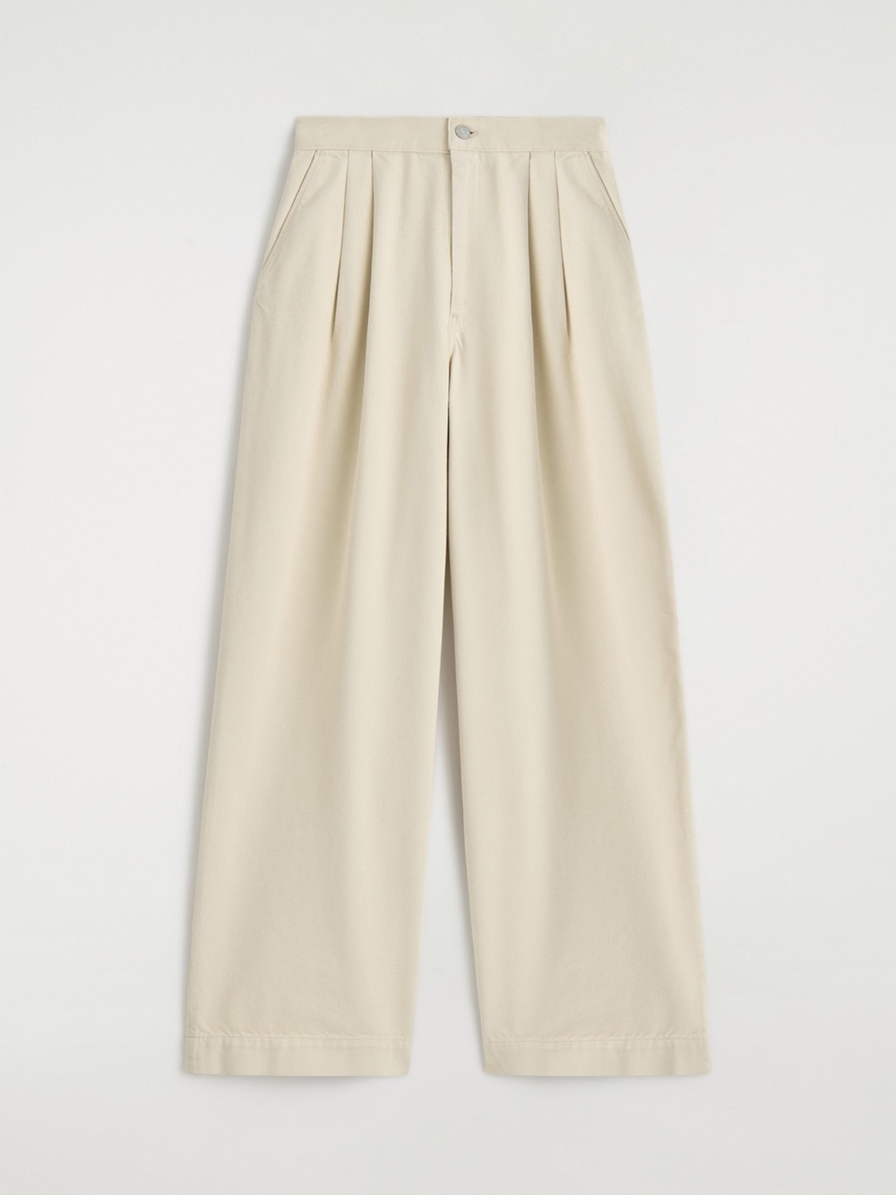 COS Wide-Leg Pleated Trousers in Light Beige, Size 6, Quiet Lux, GUC